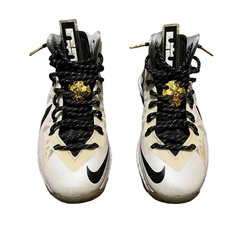 Nike Lebron 10 Elite 'Home' mens Gold Black & White Mens Sneakers Size 7.5
